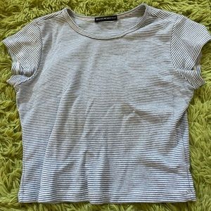 baby blue striped cropped brandy melville tee